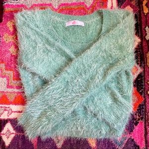 American Apparel Cropped Fuzzy Sweater in Blue